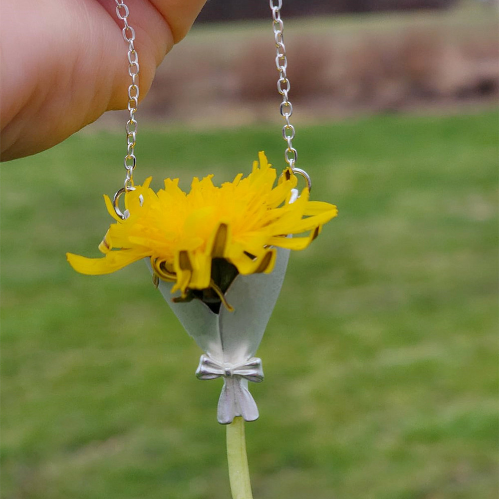 Birth Flower Necklace - Artful Flower Vase Necklace Wearable DIY