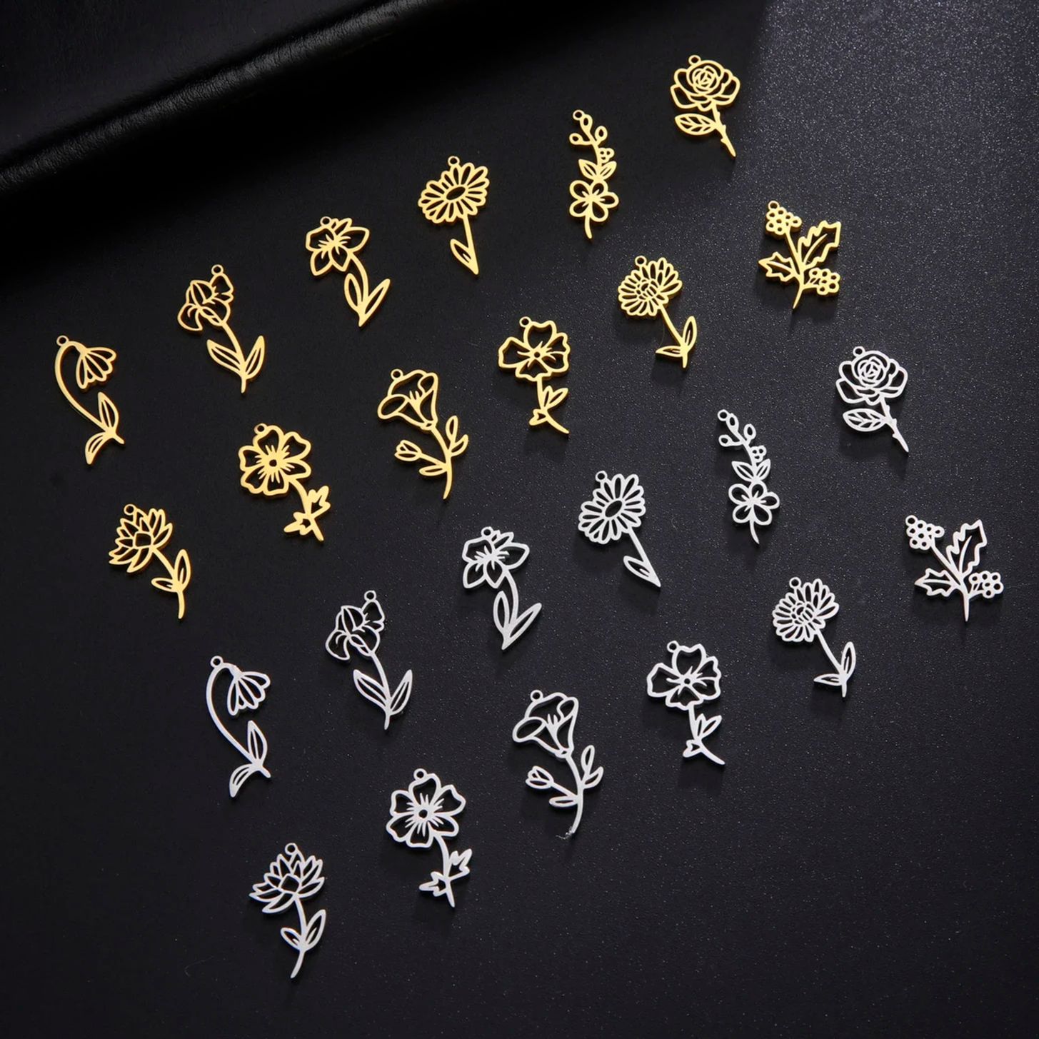 Birth Flower Necklace - Teamer 5pcs/Lot Birth Month Flower Pendant