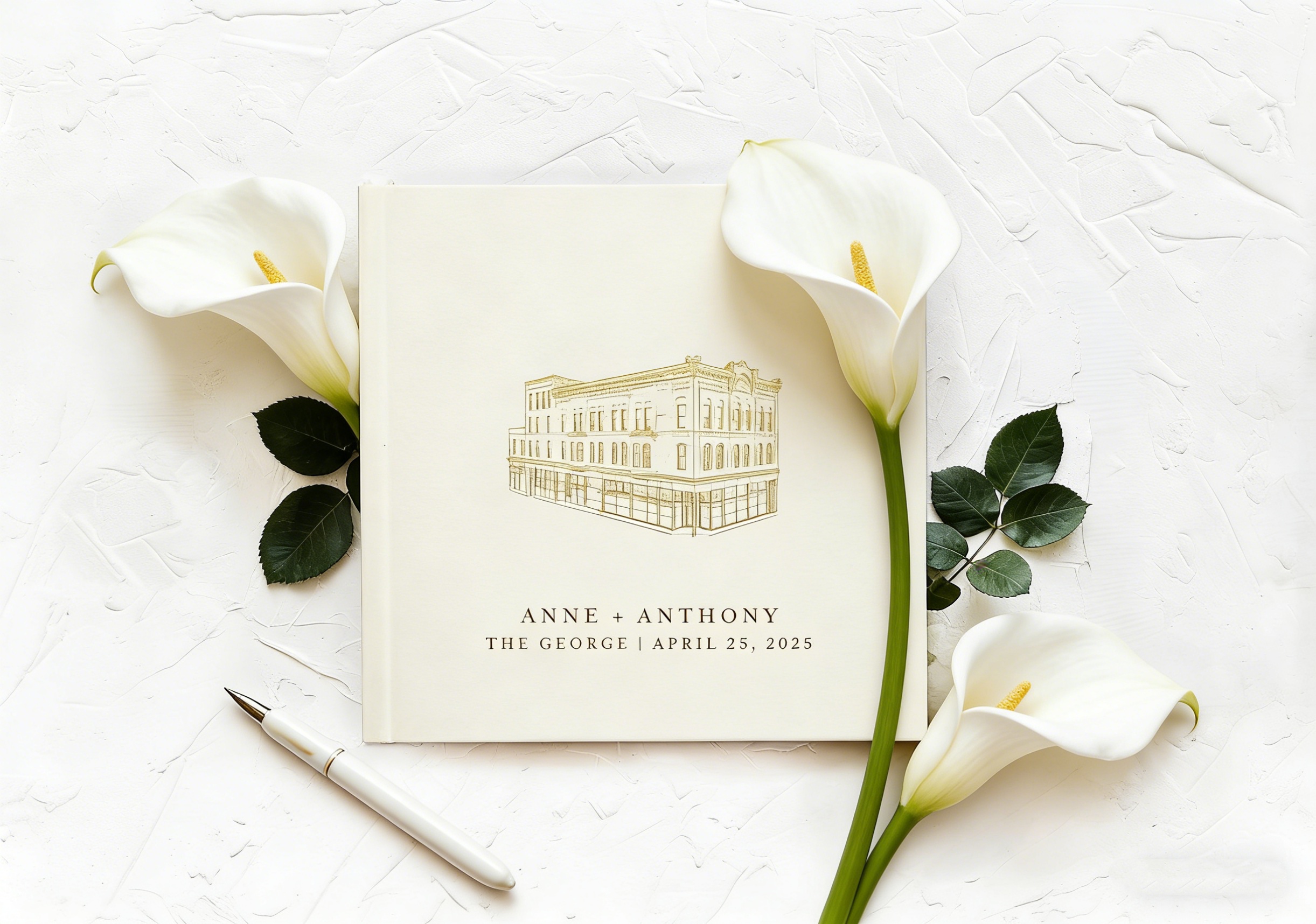 Custom Photo Book - Custom Venue Illustration Wedding Guest Book
