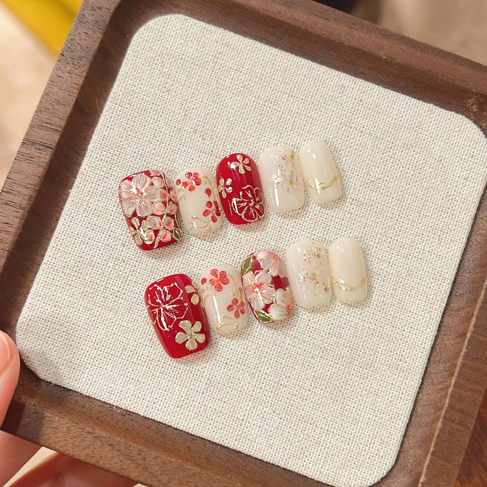 Pressed Flower Art - 10Pcs Short Round Handmade Press on