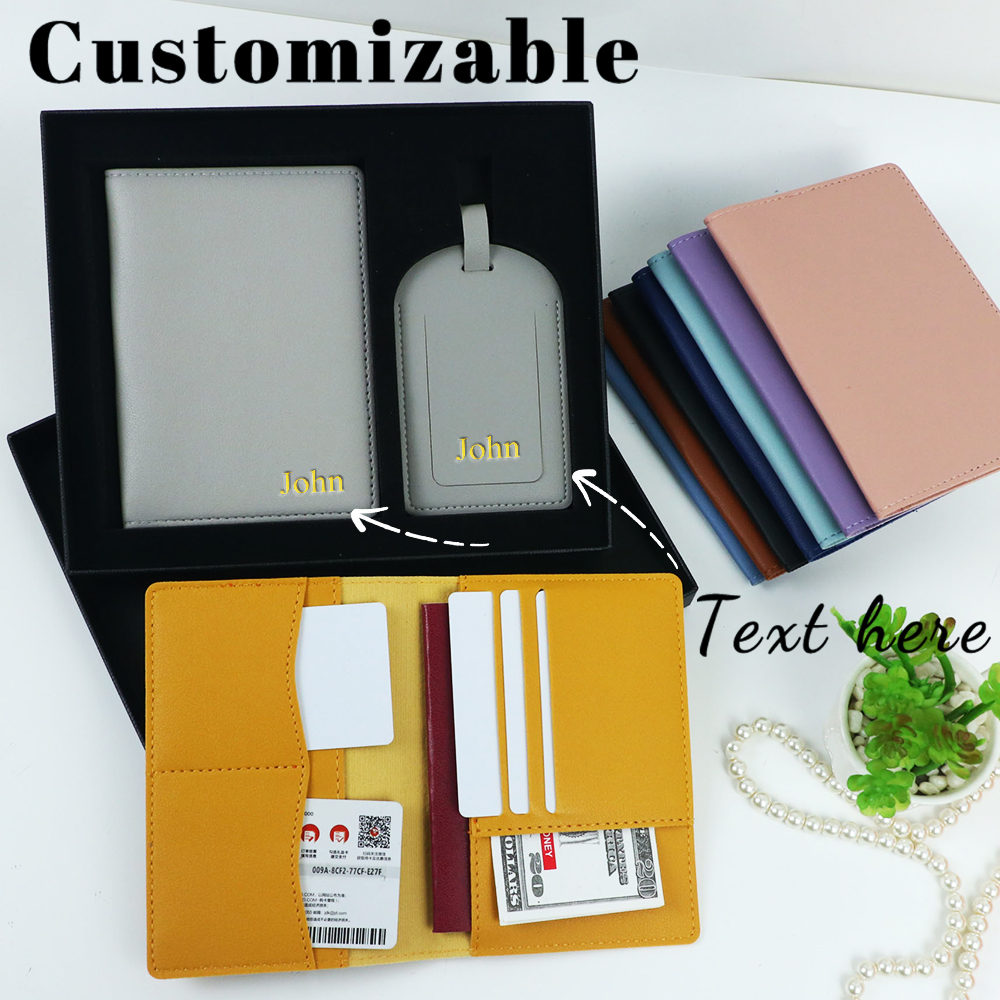 Personalized Name Box - Customized name PU leather passport case