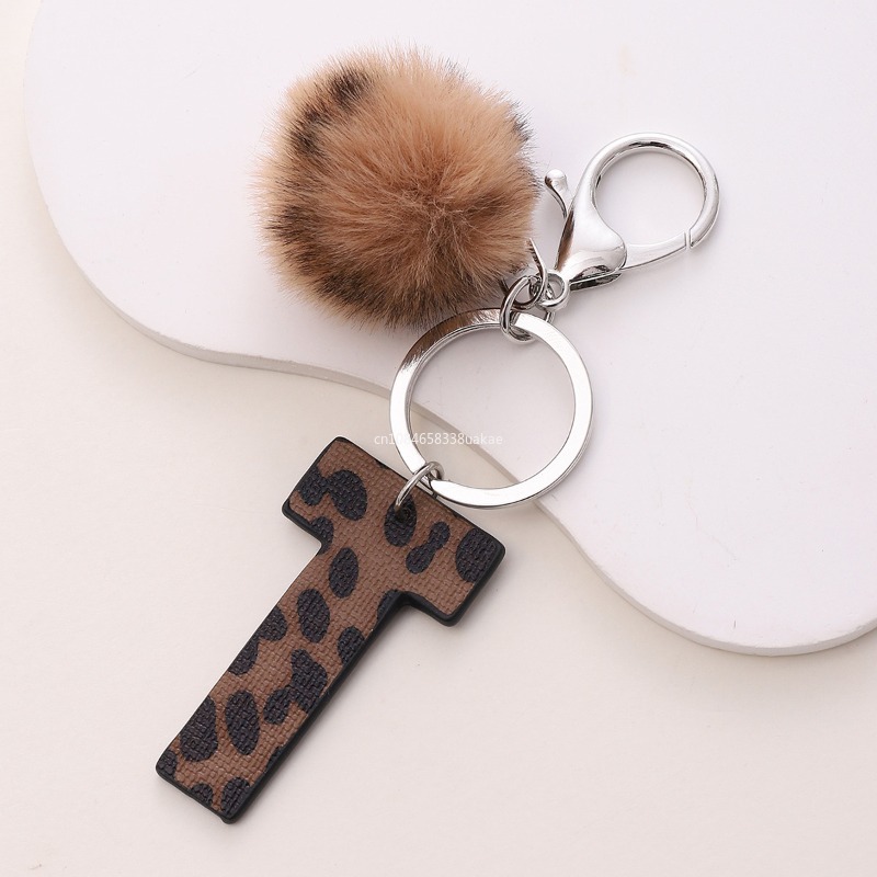 Fashion Leopard English Alphab - Monogram Keychain Leather บทวิจารณ์และราคา