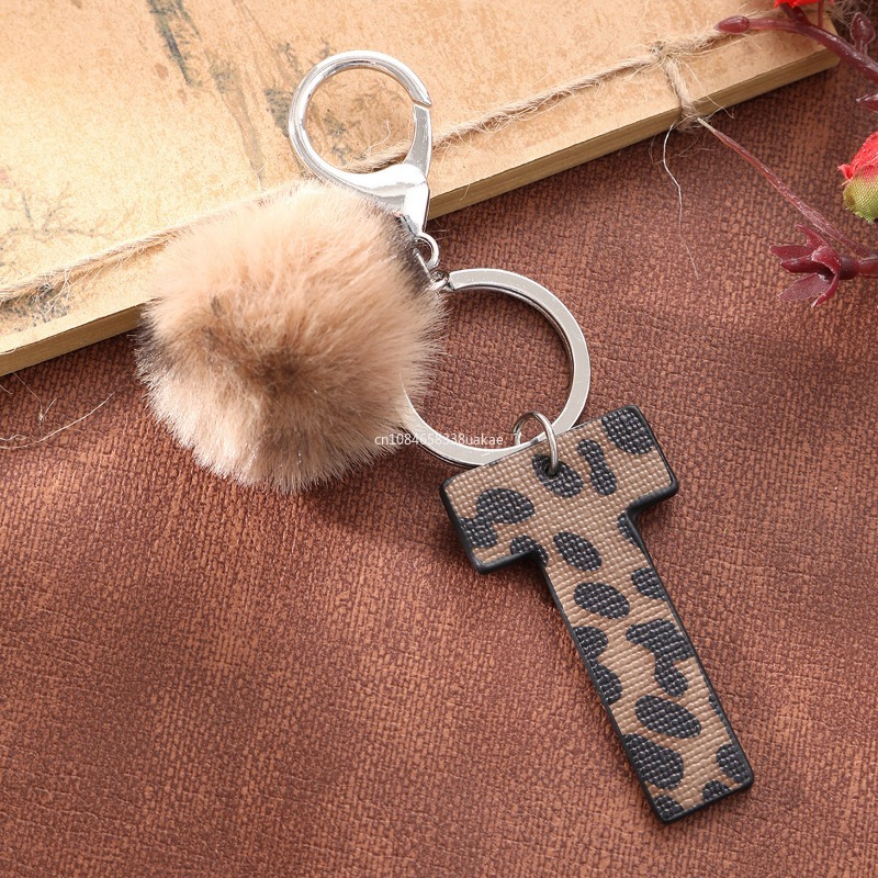 Fashion Leopard English Alphab - Monogram Keychain Leather บทวิจารณ์และราคา