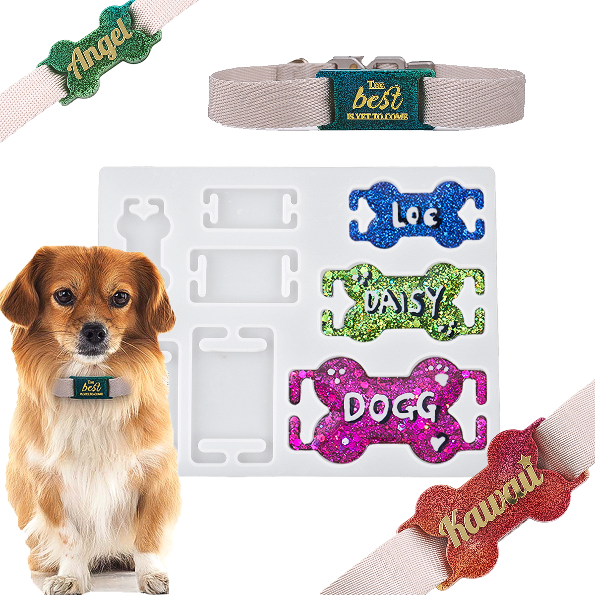 DIY Cat Dog ID Tag Silicone Mo - Name Necklace Custom บทวิจารณ์และราคา