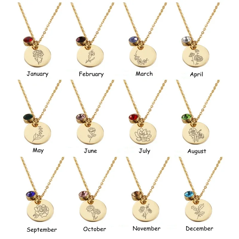 Birth Month Flowers Clipart Fl - Birth Flower Necklace บทวิจารณ์และราคา