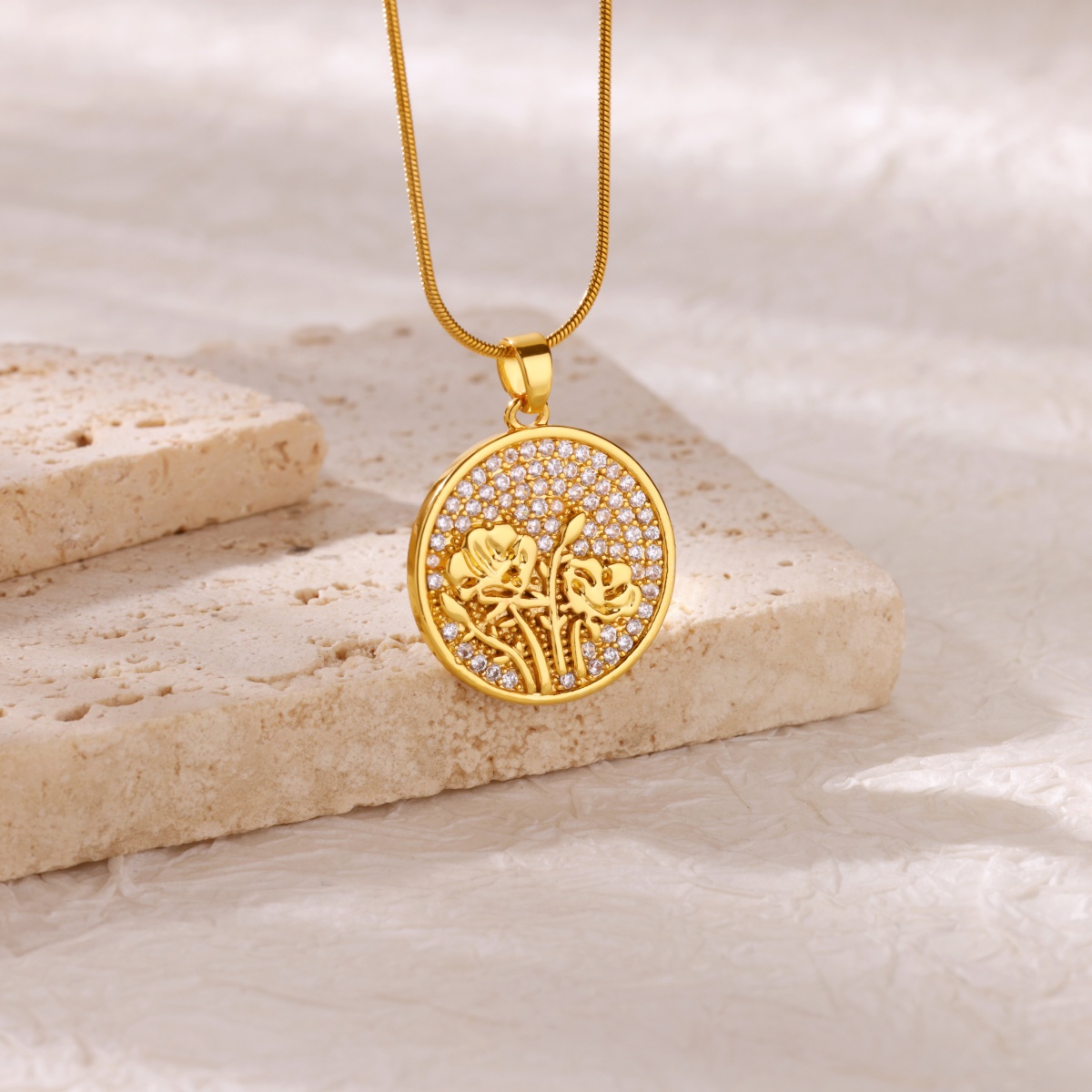 Zircon Flower Necklaces For Wo - Birth Flower Necklace บทวิจารณ์และราคา