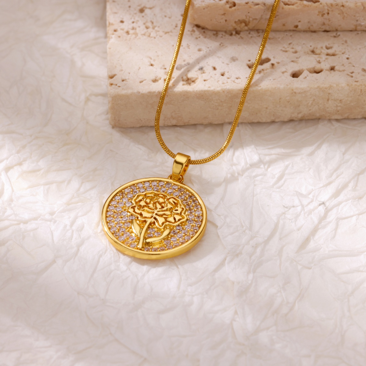 Zircon Flower Necklaces For Wo - Birth Flower Necklace บทวิจารณ์และราคา