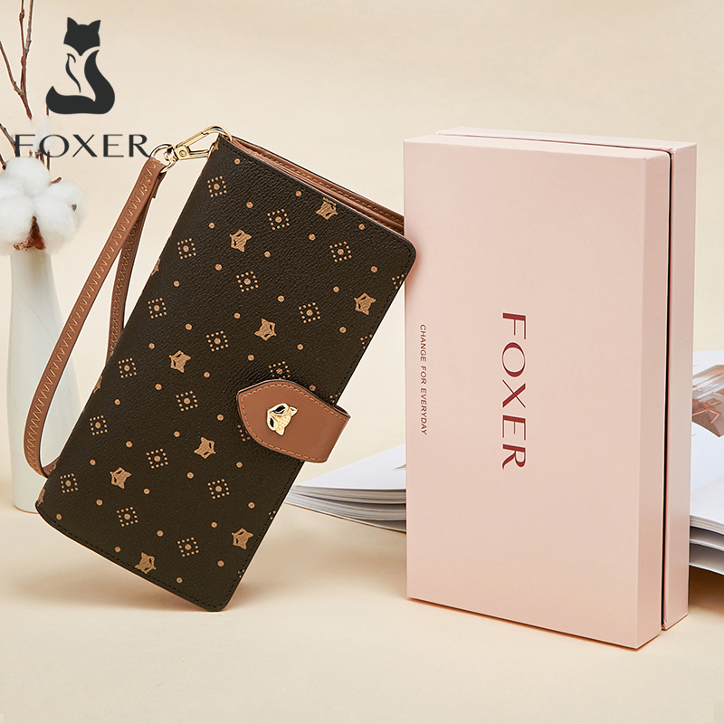 FOXER Women Long Wallet Card & - Monogram Keychain Leather บทวิจารณ์และราคา