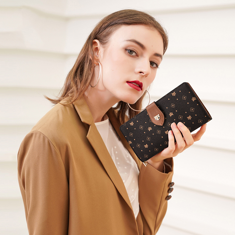 FOXER Women Long Wallet Card & - Monogram Keychain Leather บทวิจารณ์และราคา