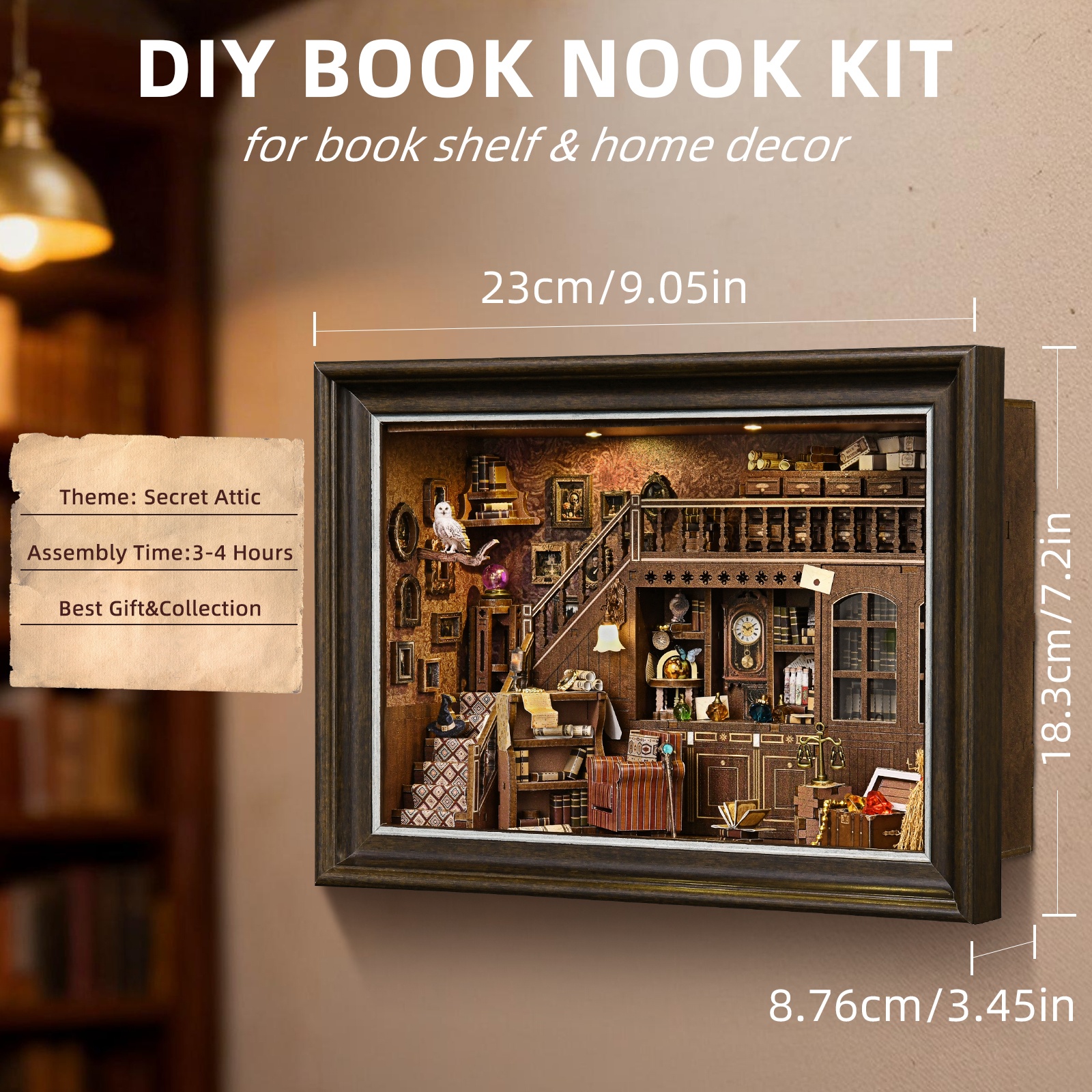 Book Nook Kit Secret Attic DIY - Engraved Wood Frame บทวิจารณ์และราคา