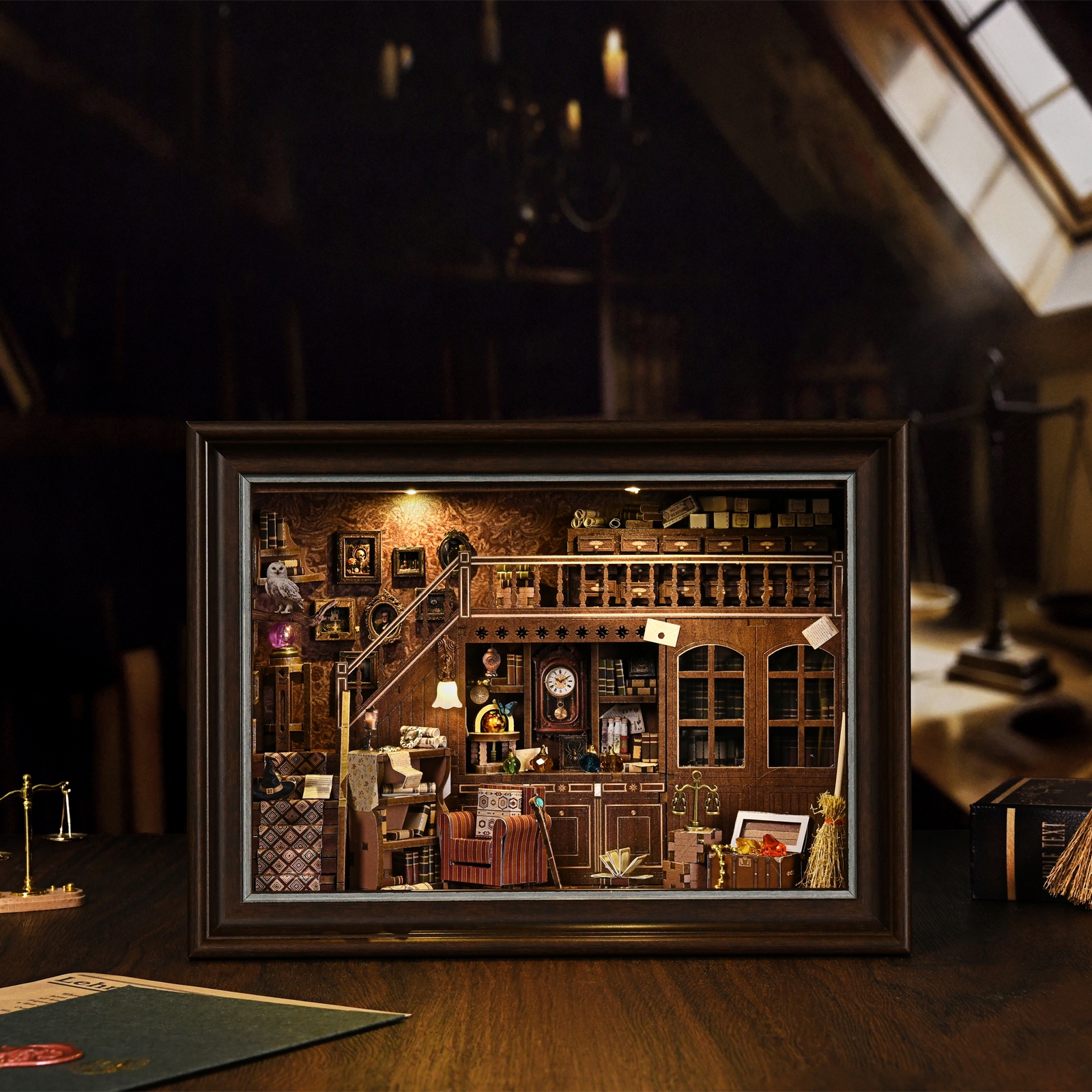 Book Nook Kit Secret Attic DIY - Engraved Wood Frame บทวิจารณ์และราคา