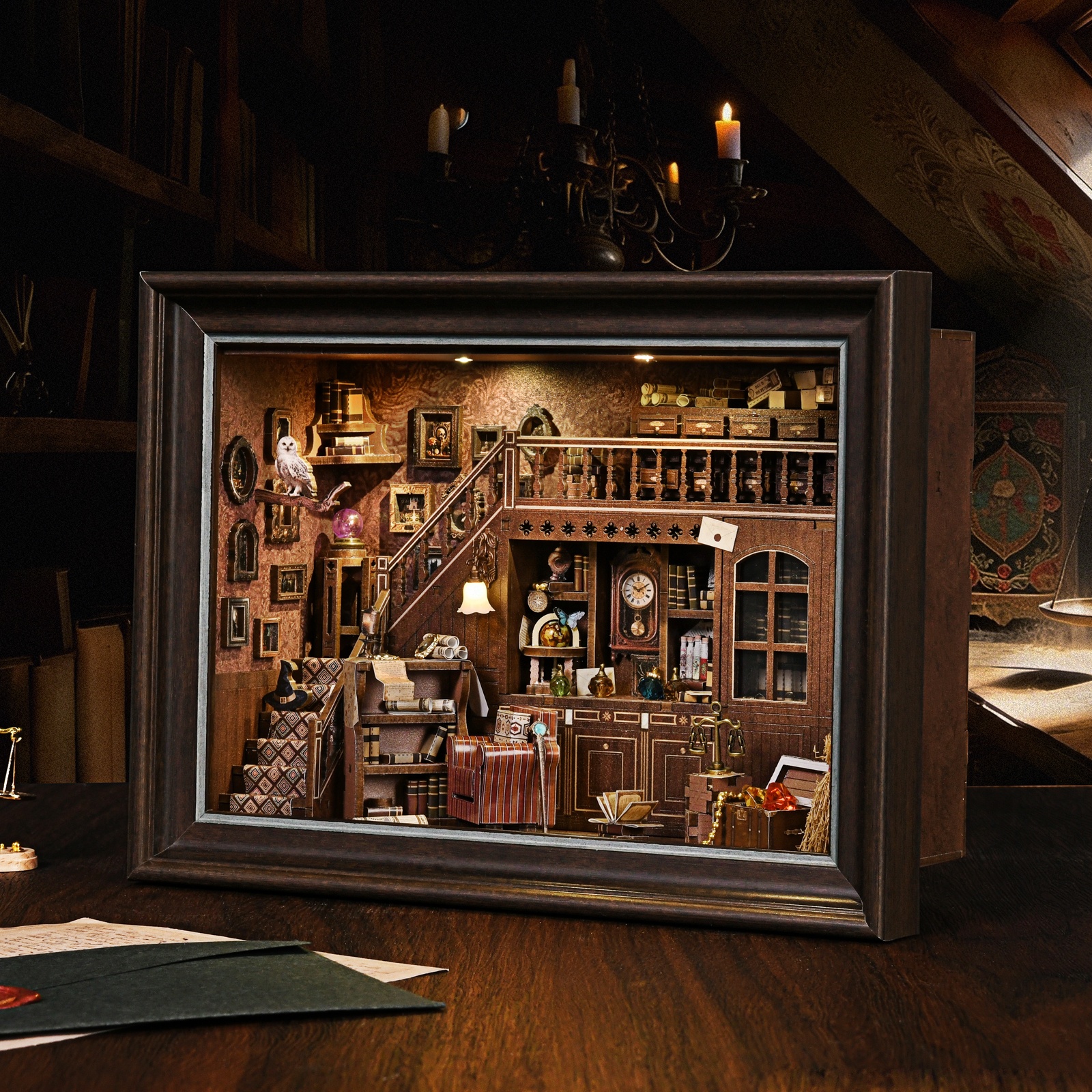 Book Nook Kit Secret Attic DIY - Engraved Wood Frame บทวิจารณ์และราคา