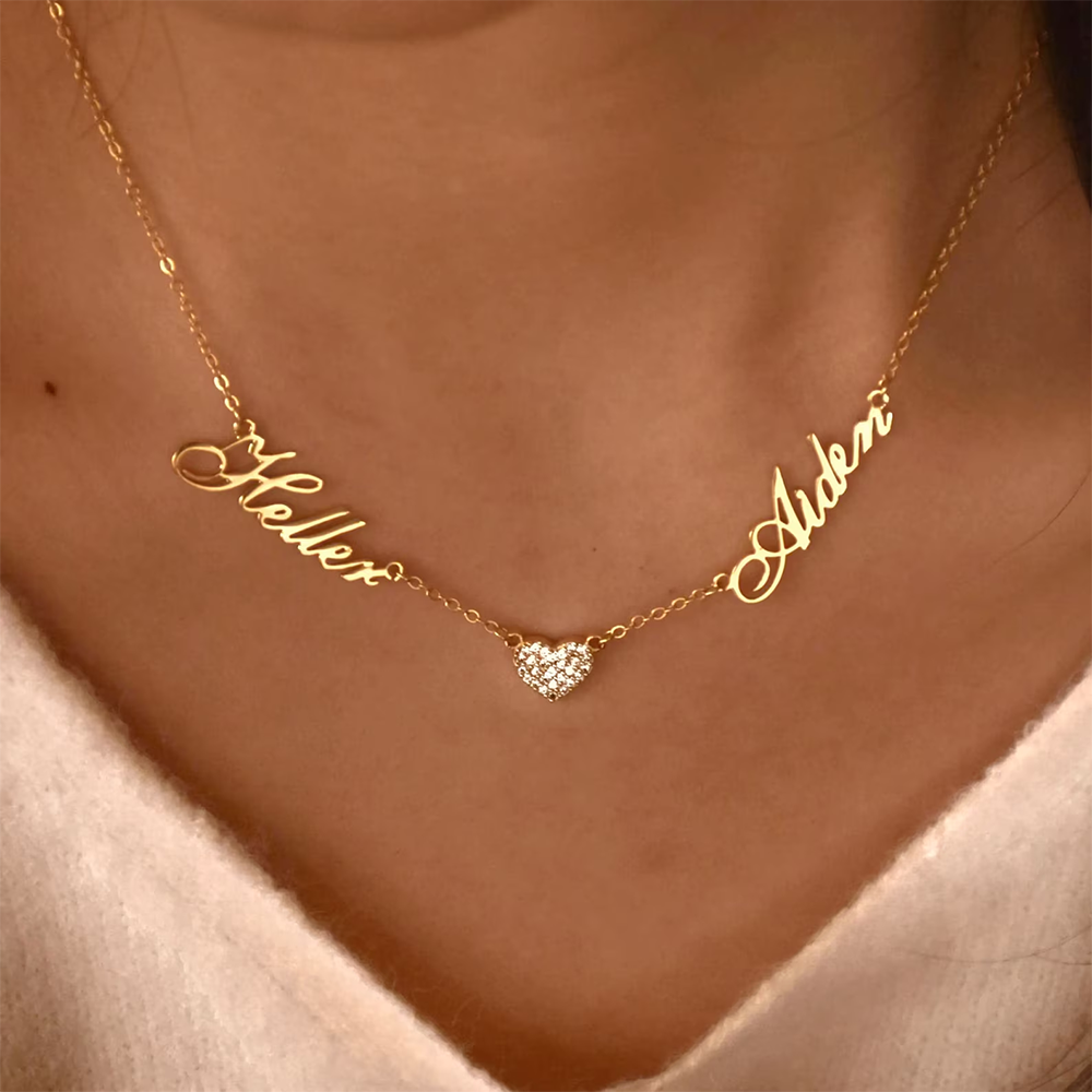 Custom Two Name Necklace For W - Name Necklace Custom บทวิจารณ์และราคา