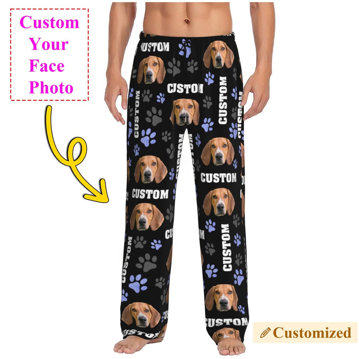 Men Custom Dog Photo Pajama Pa - Pet Portrait Custom บทวิจารณ์และราคา