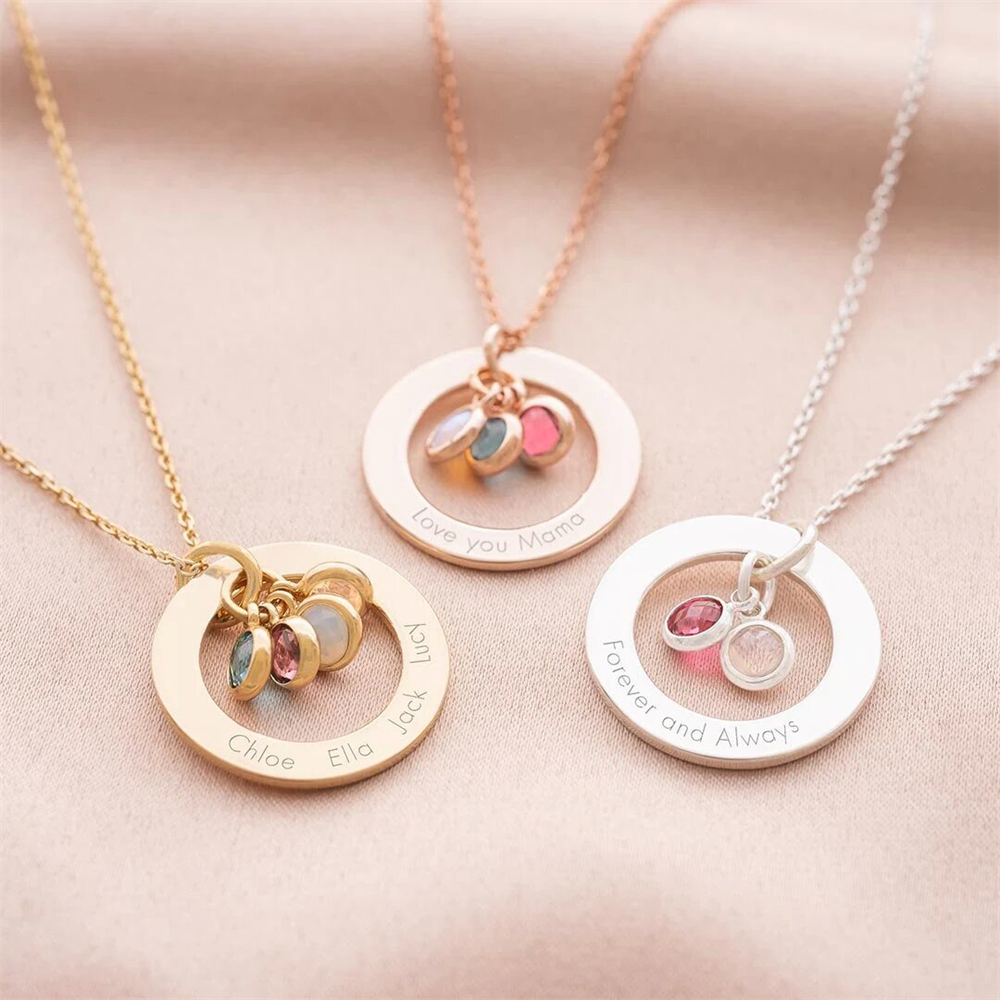 Custom Birthstone Eternal Ring - Birth Flower Necklace บทวิจารณ์และราคา