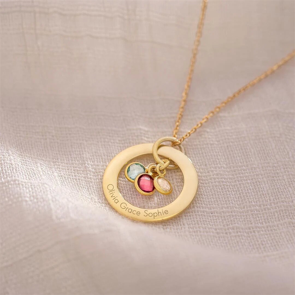 Custom Birthstone Eternal Ring - Birth Flower Necklace บทวิจารณ์และราคา