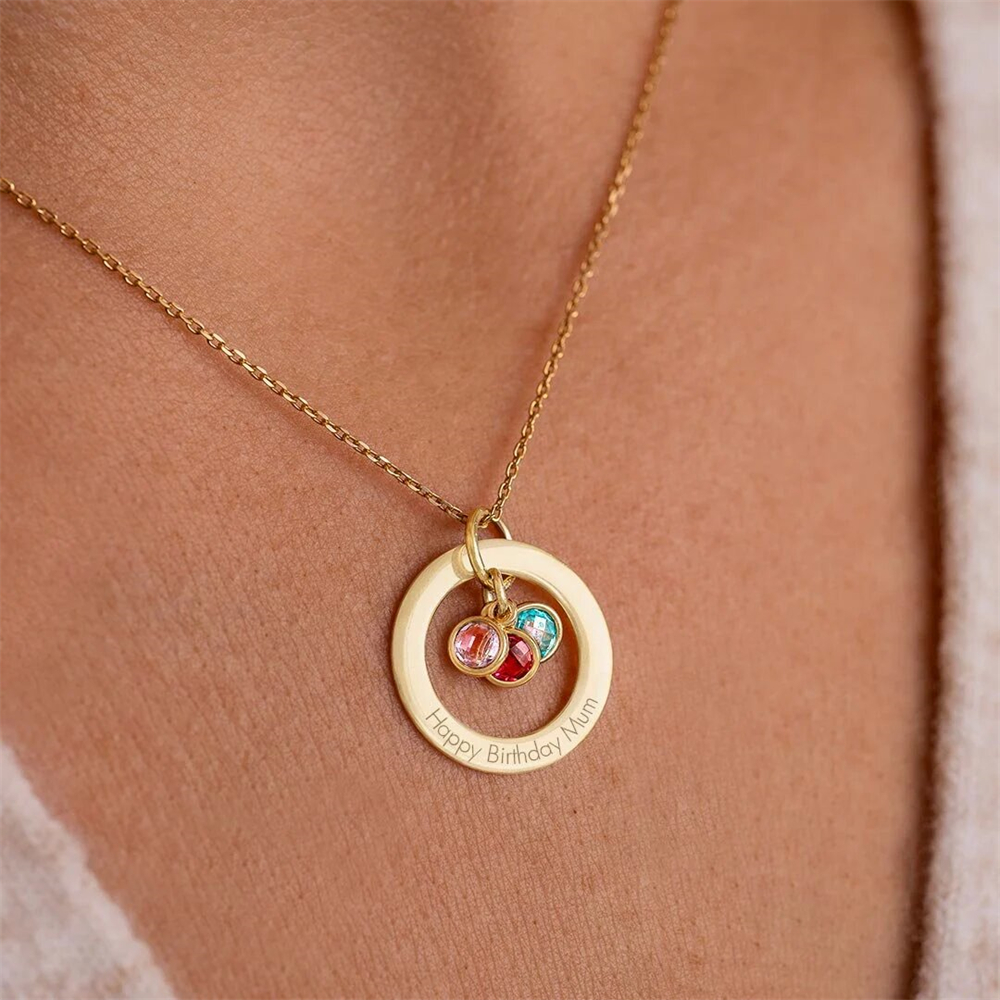 Custom Birthstone Eternal Ring - Birth Flower Necklace บทวิจารณ์และราคา