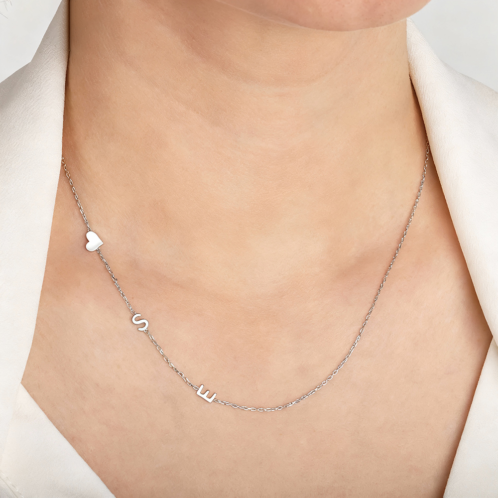 Custom Heart Sideways Letter I - Name Necklace Custom บทวิจารณ์และราคา