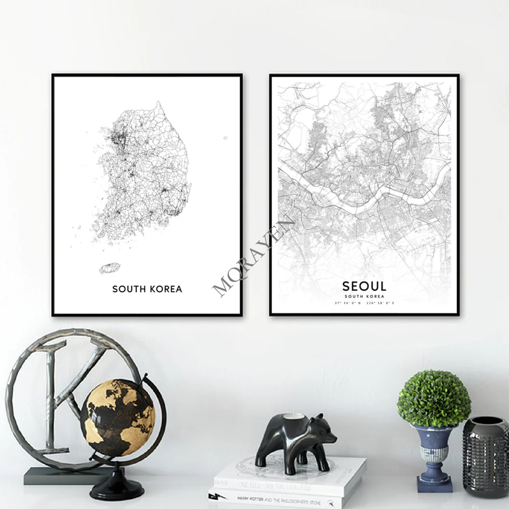 South Korea Map Black and Whit - Custom Star Map บทวิจารณ์และราคา