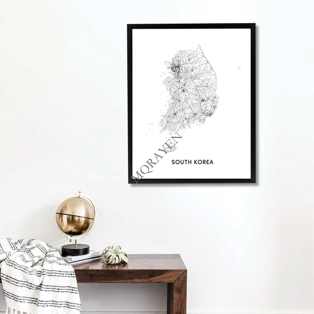 South Korea Map Black and Whit - Custom Star Map บทวิจารณ์และราคา