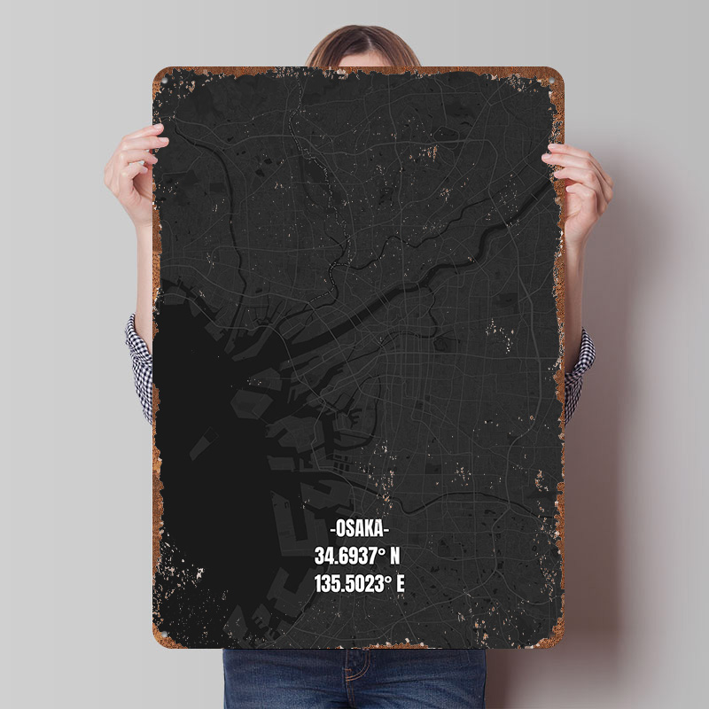 Osaka City Map Tinplate Poster - Custom Map Poster บทวิจารณ์และราคา