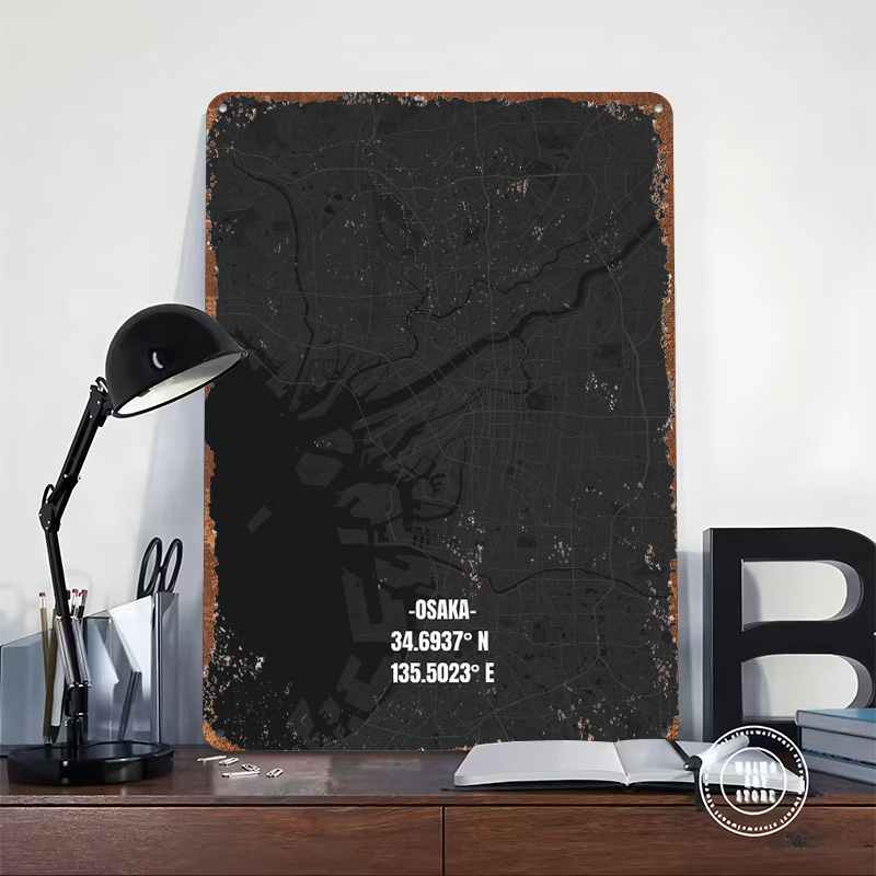 Osaka City Map Tinplate Poster - Custom Map Poster บทวิจารณ์และราคา