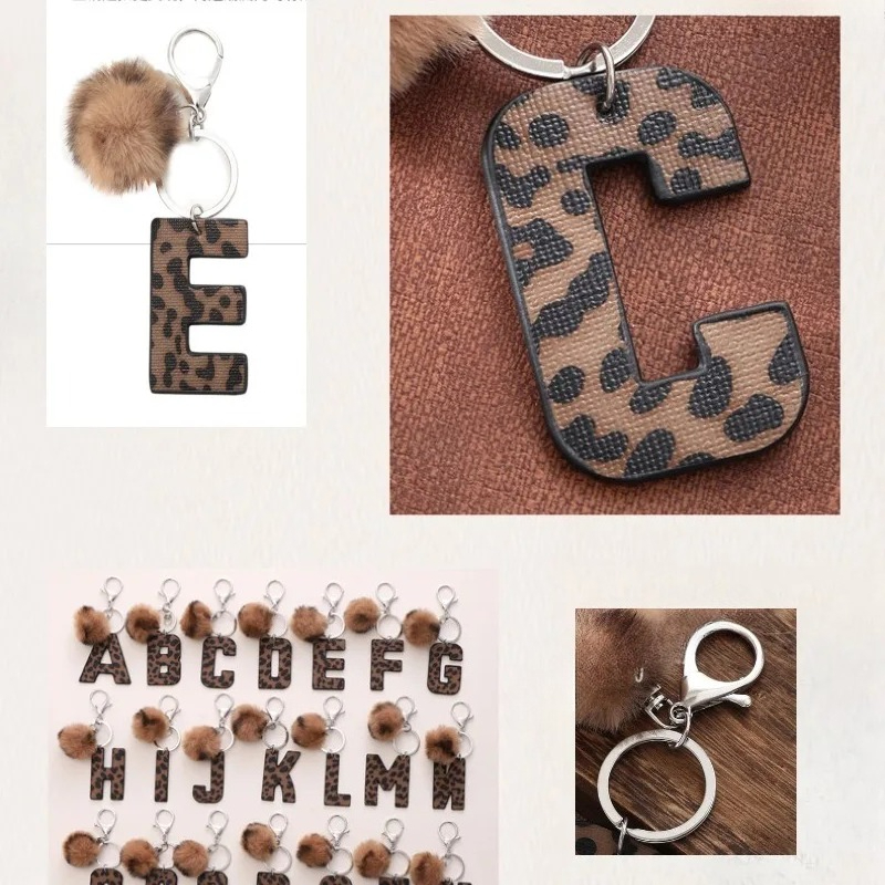 A-M Fashion Leopard Alphabet A - Monogram Keychain Leather บทวิจารณ์และราคา