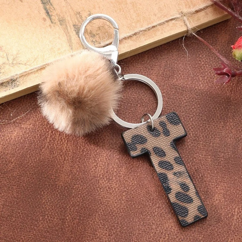 A-M Fashion Leopard Alphabet A - Monogram Keychain Leather บทวิจารณ์และราคา