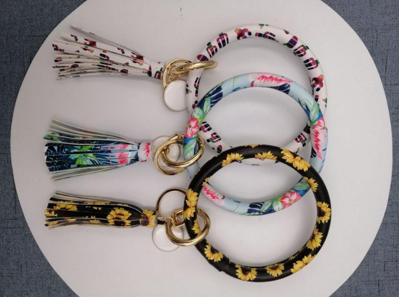 Sunflower Cactus Monogrammed K - Monogram Keychain Leather บทวิจารณ์และราคา