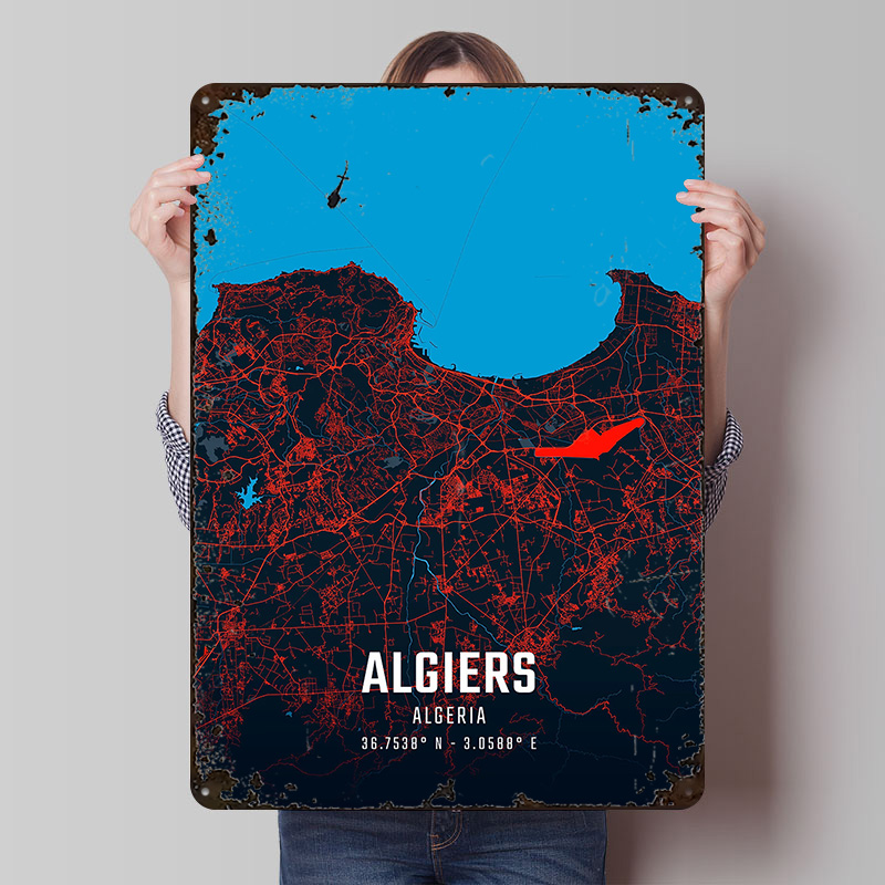 Algiers City Map Metal Poster  - Custom Map Poster บทวิจารณ์และราคา