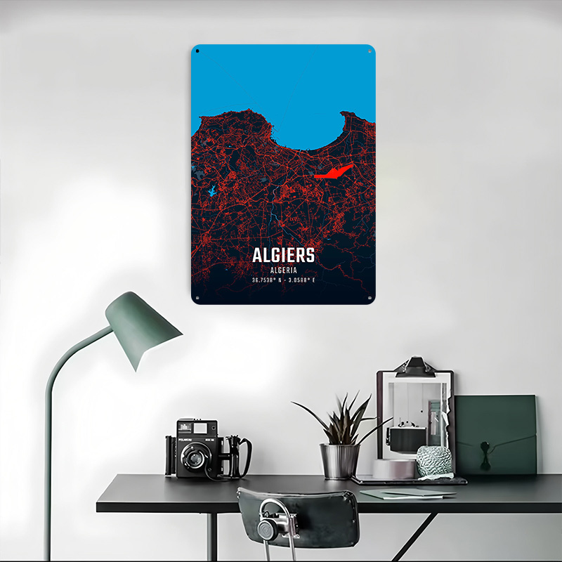 Algiers City Map Metal Poster  - Custom Map Poster บทวิจารณ์และราคา