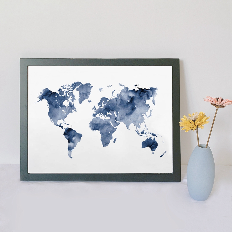 Blue World Map Print Navy Map  - Custom Star Map บทวิจารณ์และราคา