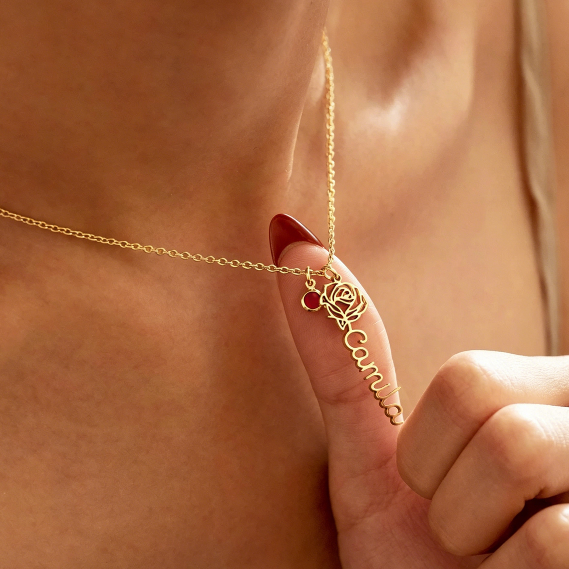 Personalized Custom Name Neckl - Birth Flower Necklace บทวิจารณ์และราคา