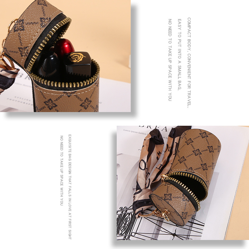 Scarf Pattern Lipstick Keychai - Monogram Keychain Leather บทวิจารณ์และราคา