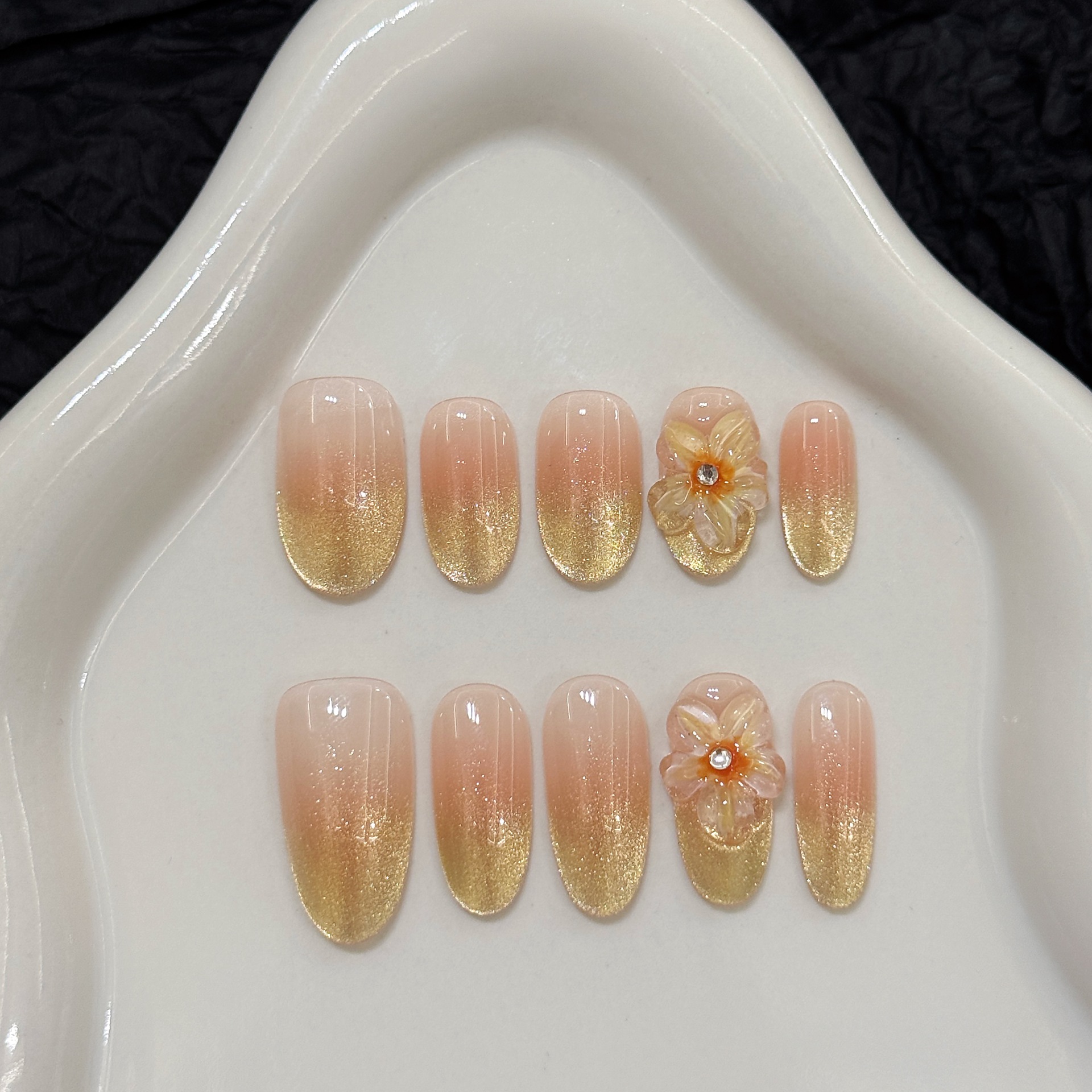 10pcs Handmade Press on Nails  - Pressed Flower Art บทวิจารณ์และราคา