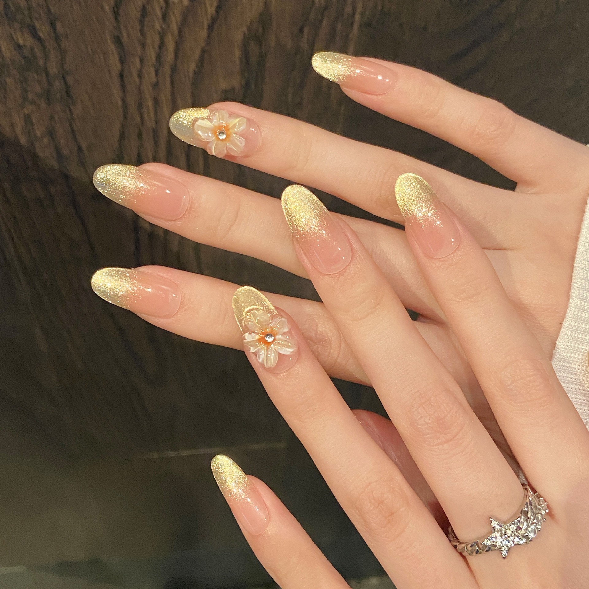 10pcs Handmade Press on Nails  - Pressed Flower Art บทวิจารณ์และราคา