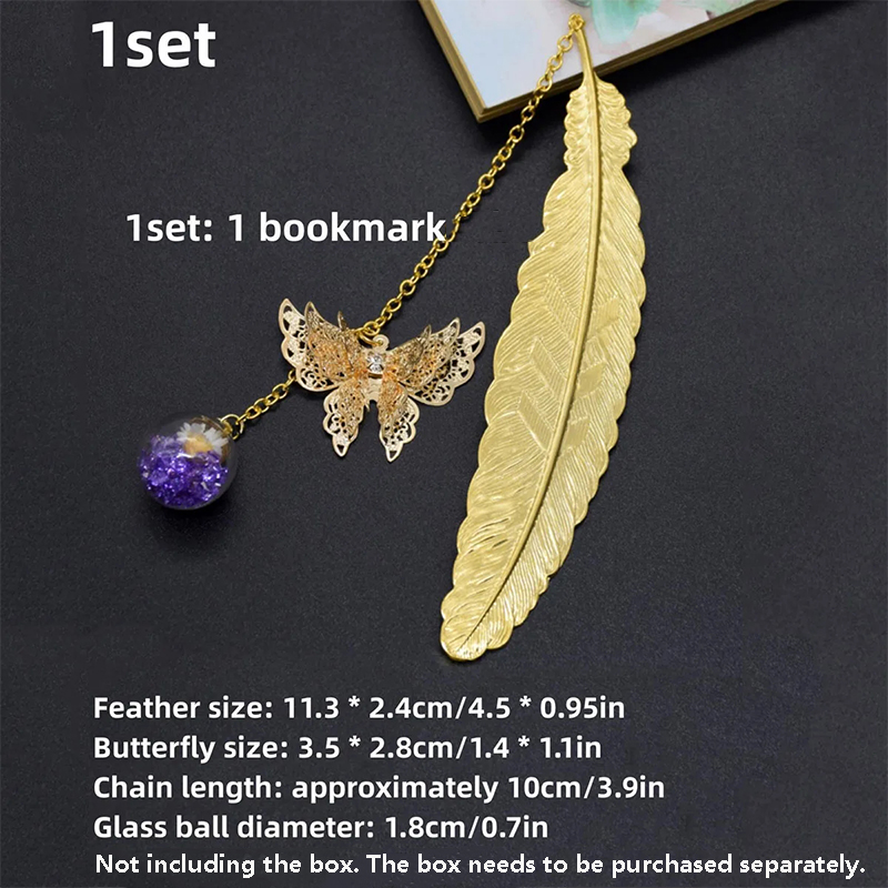 1pc Chinese Style Metal Feathe - Dried Flower Bookmark บทวิจารณ์และราคา