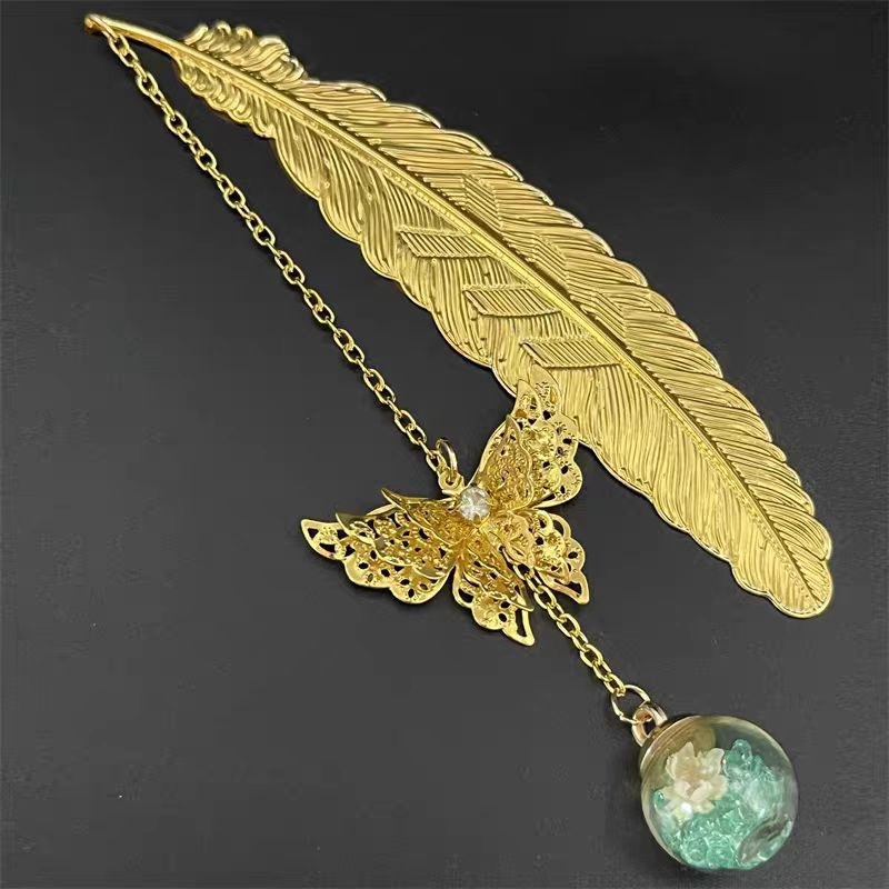 1pc Chinese Style Metal Feathe - Dried Flower Bookmark บทวิจารณ์และราคา