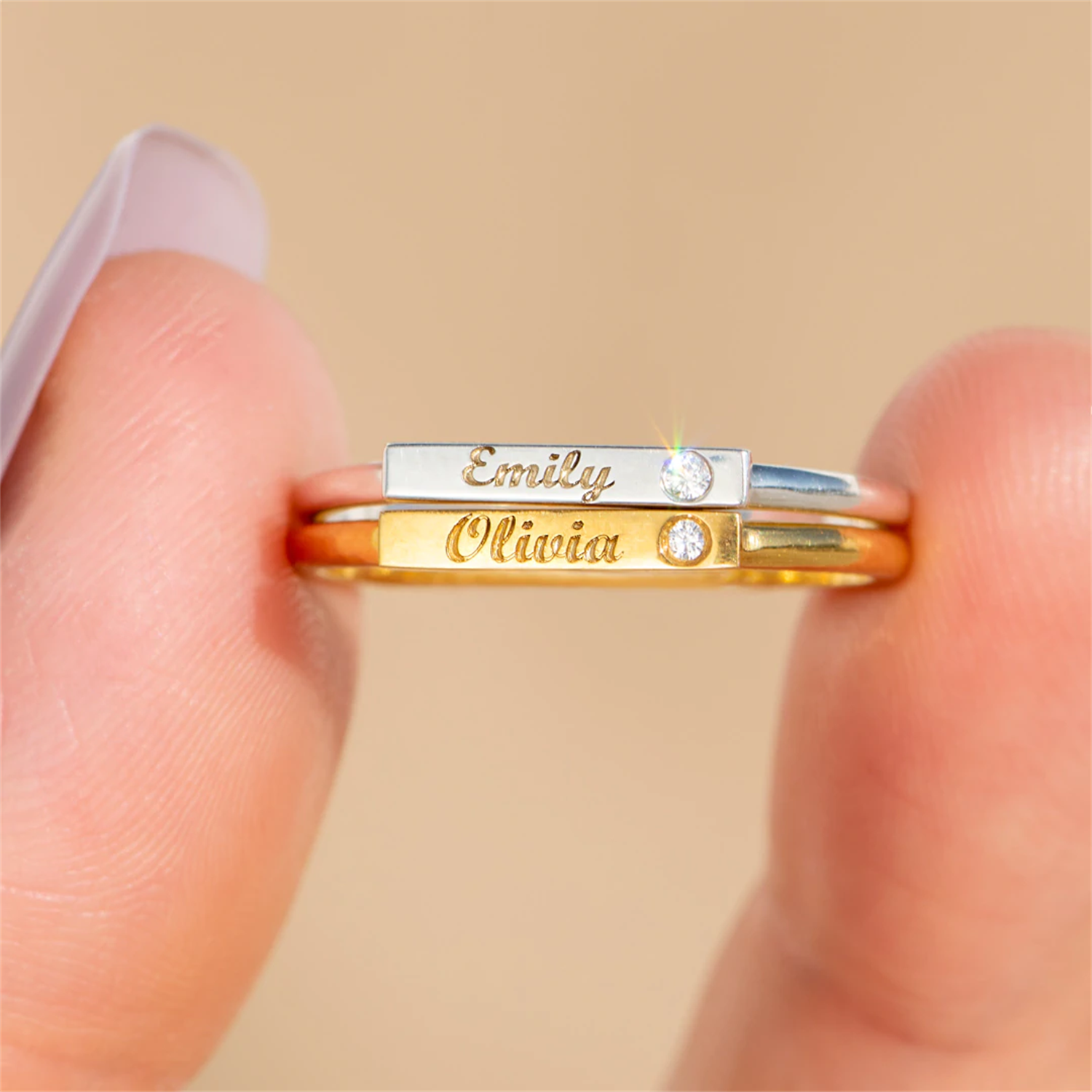 PERSONALIZED ENGRAVED MINIMALI - Initial Ring Custom บทวิจารณ์และราคา
