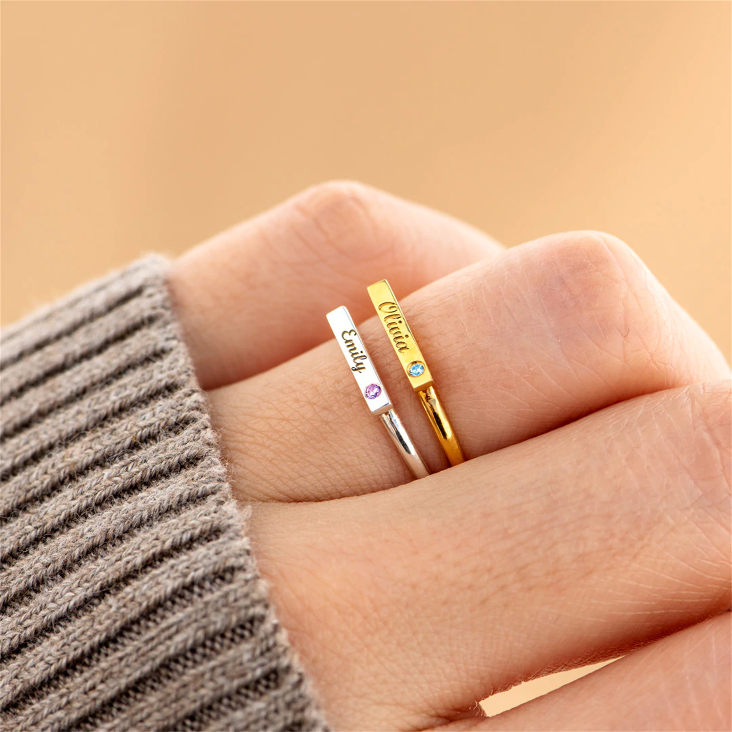 PERSONALIZED ENGRAVED MINIMALI - Initial Ring Custom บทวิจารณ์และราคา