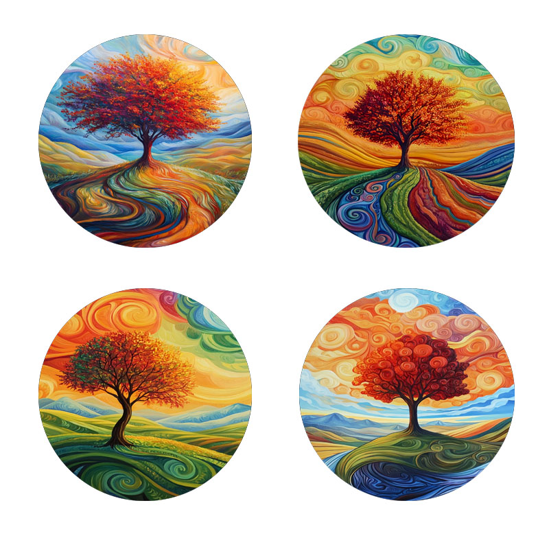 4 tree print coasters, suitabl - Family Tree Print บทวิจารณ์และราคา