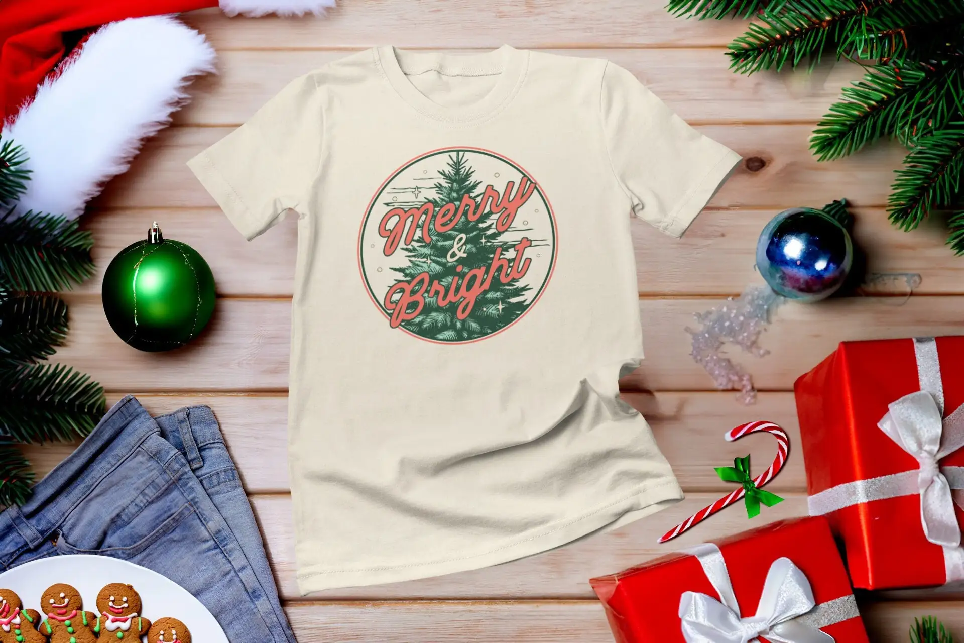 Merry and BrighT T Shirt Trees - Family Tree Print บทวิจารณ์และราคา