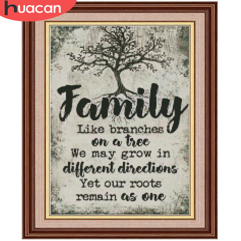 HUACAN  11CT Cross Stitch Comp - Family Tree Print บทวิจารณ์และราคา