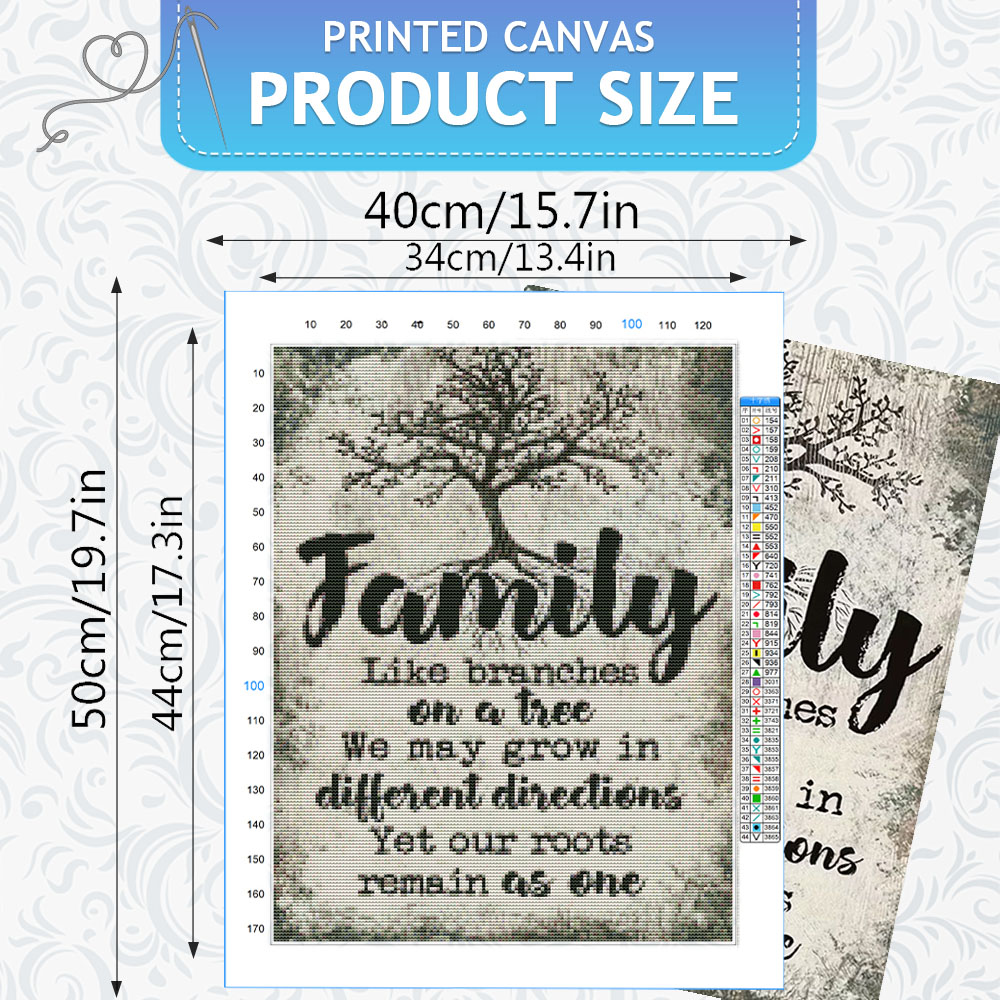 HUACAN  11CT Cross Stitch Comp - Family Tree Print บทวิจารณ์และราคา