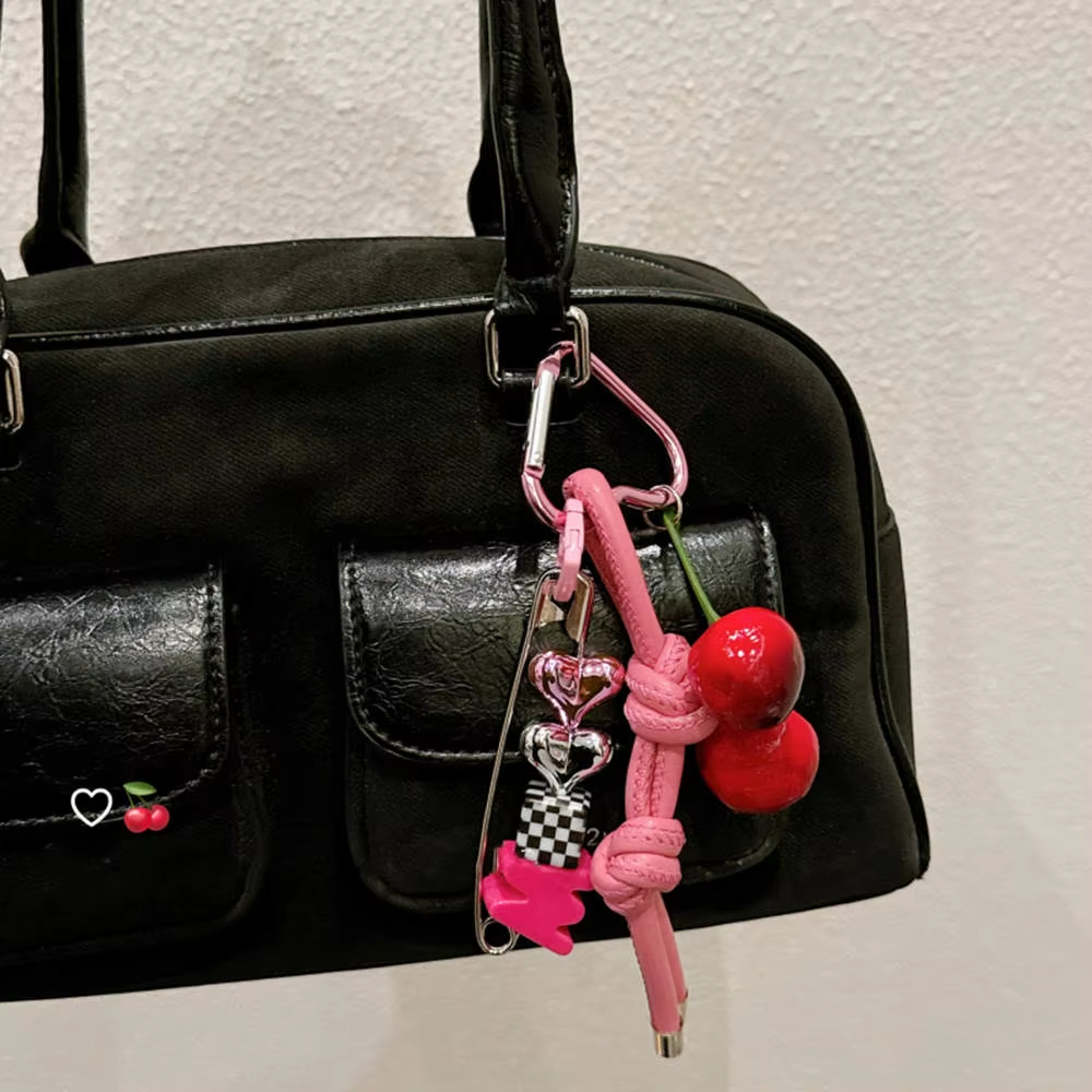 Y2k Cute Cherry Alphabet PU Le - Monogram Keychain Leather บทวิจารณ์และราคา