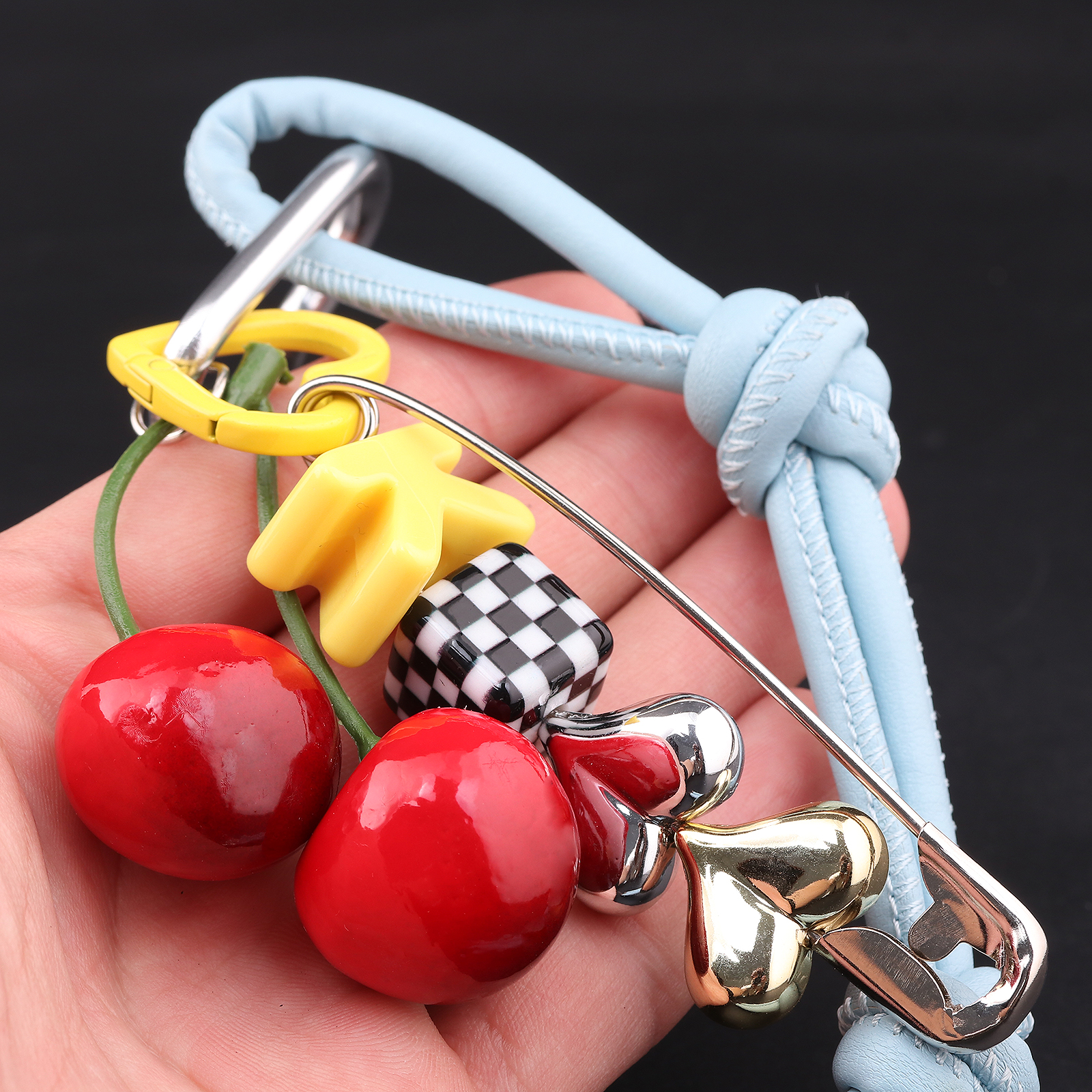 Y2k Cute Cherry Alphabet PU Le - Monogram Keychain Leather บทวิจารณ์และราคา