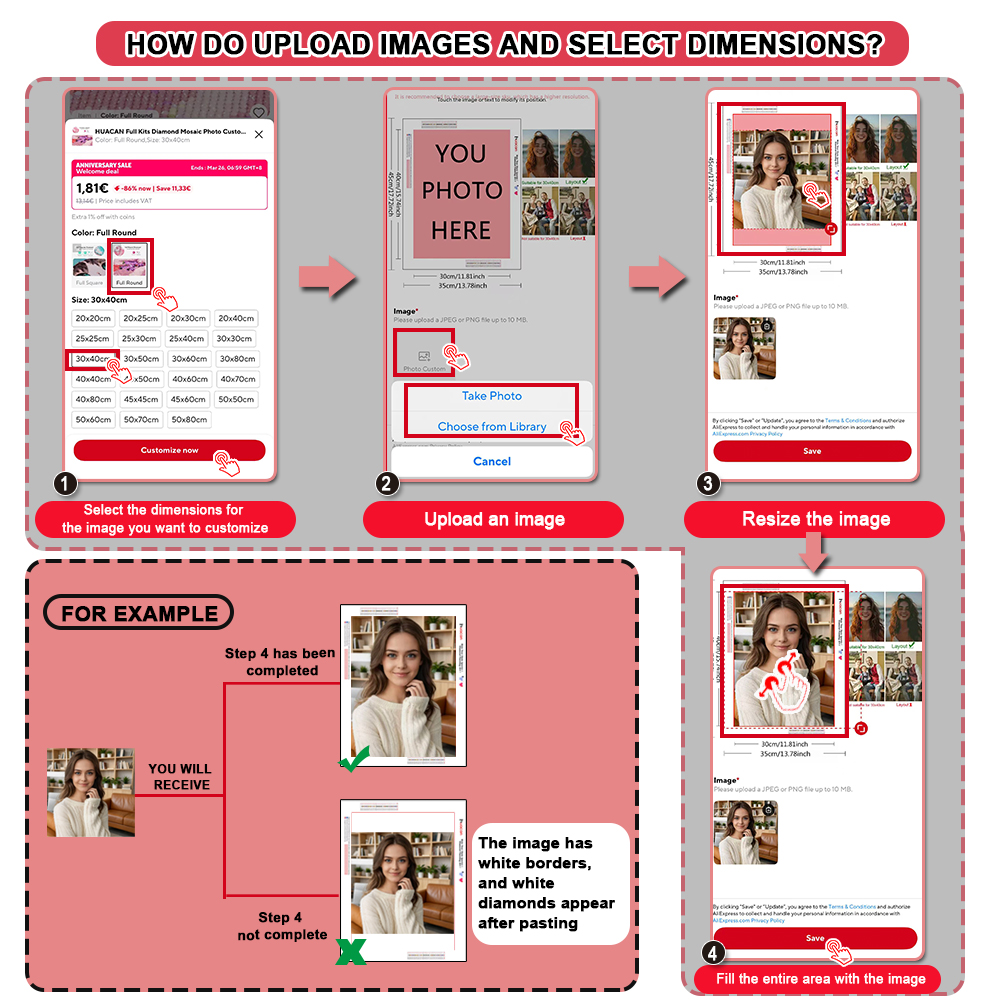 HUACAN 5d Diy Diamond Mosaic C - Photo Mosaic Print บทวิจารณ์และราคา