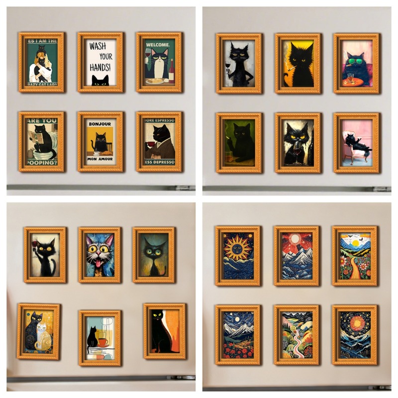 6Pcs/set Wooden Refrigerator M - Engraved Wood Frame บทวิจารณ์และราคา