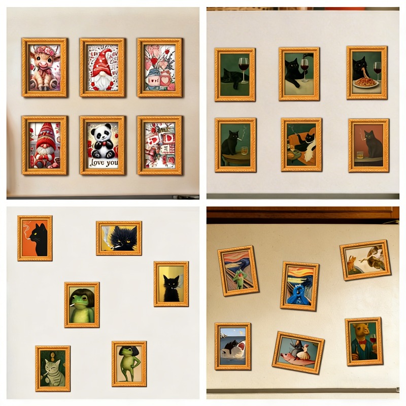 6Pcs/set Wooden Refrigerator M - Engraved Wood Frame บทวิจารณ์และราคา