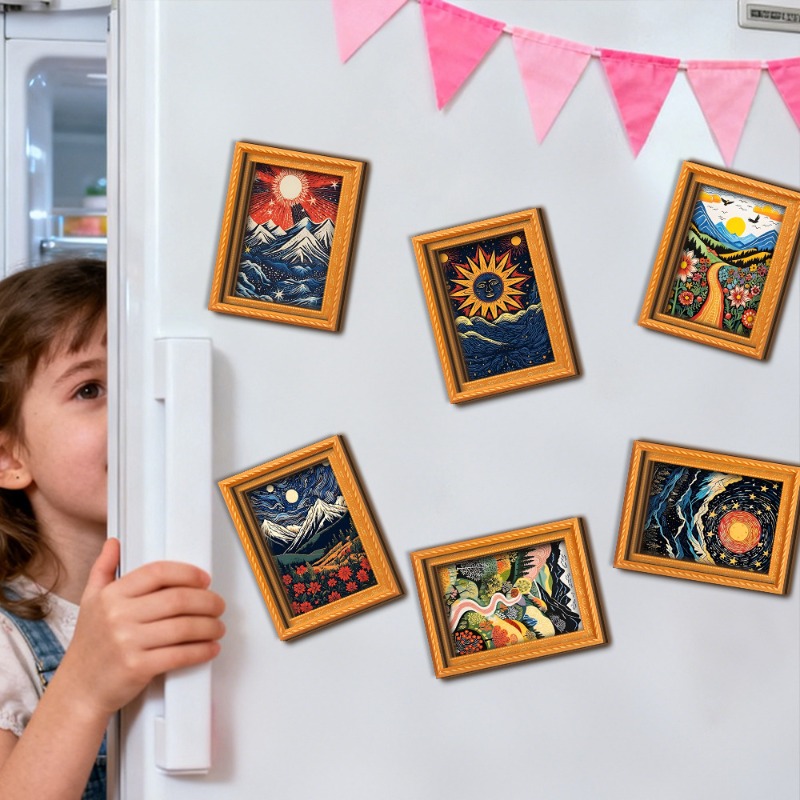 6Pcs/set Wooden Refrigerator M - Engraved Wood Frame บทวิจารณ์และราคา